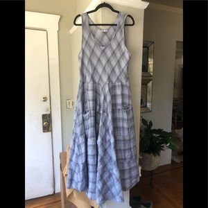 CP Shades Linen Raffi Dress in blue plaid